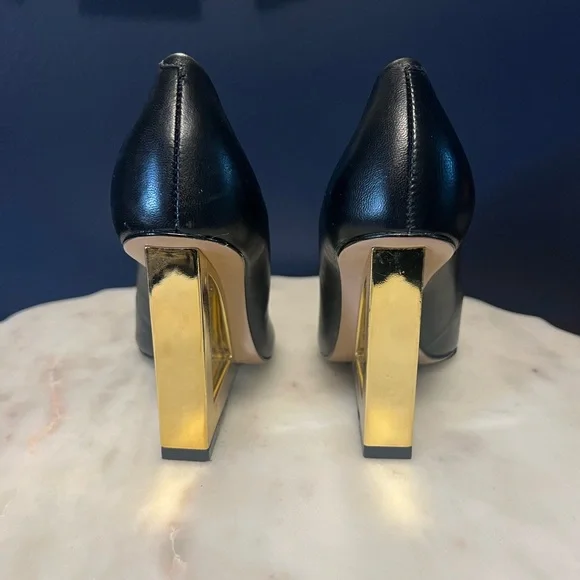 SCHUTZ Black and Gold Wedge - Picture 3 of 7